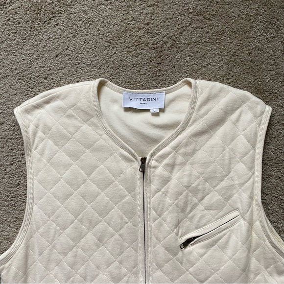 Vittadini Sport ~ Ivory Quilted Vest ~ Cinch Bottom ~ Pockets ~ Size L - Picture 4 of 5